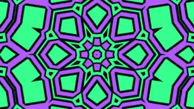 Psikedelik Kaleydoskop Patlaması simetrik kaleydoskop şekilleri patlıyor ve canlı renklerle beatendly döngülerde şekil değiştiriyor