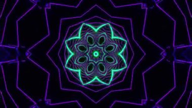 Psikedelik Kaleydoskop Patlaması simetrik kaleydoskop şekilleri patlıyor ve canlı renklerle beatendly döngülerde şekil değiştiriyor