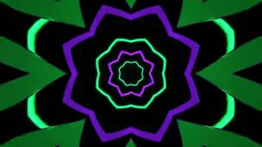 Psikedelik Kaleydoskop Patlaması simetrik kaleydoskop şekilleri patlıyor ve canlı renklerle beatendly döngülerde şekil değiştiriyor