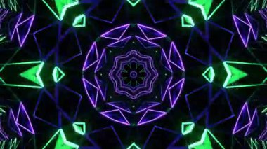 Psychedelic Kaleidoscope Burst Symmetric kaleidoscope shapes bursting and morphing with vibrant colors on beatfriendly loops