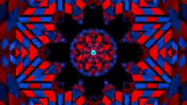 Psikedelik Kaleydoskop Patlaması simetrik kaleydoskop şekilleri patlıyor ve canlı renklerle beatendly döngülerde şekil değiştiriyor