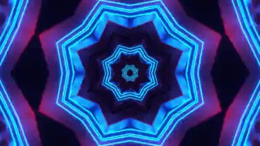 Psikedelik Kaleydoskop Patlaması simetrik kaleydoskop şekilleri patlıyor ve canlı renklerle beatendly döngülerde şekil değiştiriyor