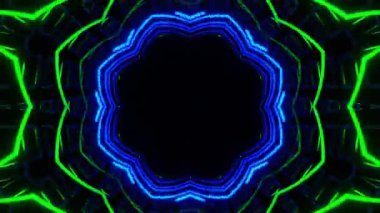 Psikedelik Kaleydoskop Patlaması simetrik kaleydoskop şekilleri patlıyor ve canlı renklerle beatendly döngülerde şekil değiştiriyor