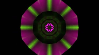 Psikedelik Kaleydoskop Patlaması simetrik kaleydoskop şekilleri patlıyor ve canlı renklerle beatendly döngülerde şekil değiştiriyor