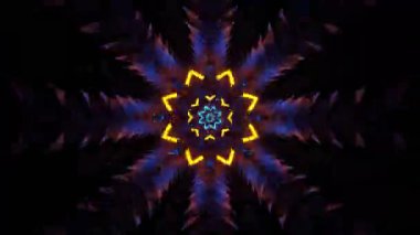 Psikedelik Kaleydoskop Patlaması simetrik kaleydoskop şekilleri patlıyor ve canlı renklerle beatendly döngülerde şekil değiştiriyor