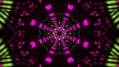 Psikedelik Kaleydoskop Patlaması simetrik kaleydoskop şekilleri patlıyor ve canlı renklerle beatendly döngülerde şekil değiştiriyor