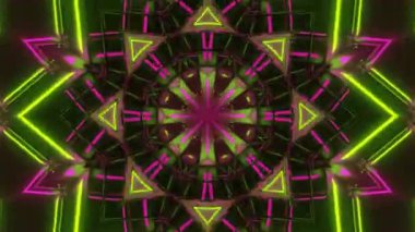 Psikedelik Kaleydoskop Patlaması simetrik kaleydoskop şekilleri patlıyor ve canlı renklerle beatendly döngülerde şekil değiştiriyor