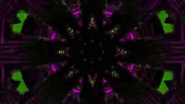 Psikedelik Kaleydoskop Patlaması simetrik kaleydoskop şekilleri patlıyor ve canlı renklerle beatendly döngülerde şekil değiştiriyor