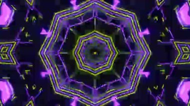 Psikedelik Kaleydoskop Patlaması simetrik kaleydoskop şekilleri patlıyor ve canlı renklerle beatendly döngülerde şekil değiştiriyor