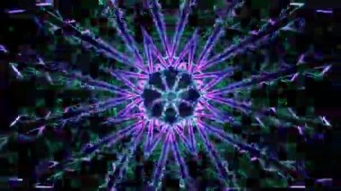 Psikedelik Kaleydoskop Patlaması simetrik kaleydoskop şekilleri patlıyor ve canlı renklerle beatendly döngülerde şekil değiştiriyor