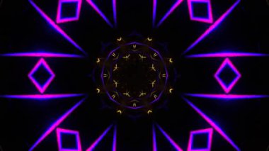 Psikedelik Kaleydoskop Patlaması simetrik kaleydoskop şekilleri patlıyor ve canlı renklerle beatendly döngülerde şekil değiştiriyor