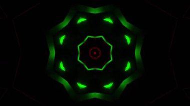 Psikedelik Kaleydoskop Patlaması simetrik kaleydoskop şekilleri patlıyor ve canlı renklerle beatendly döngülerde şekil değiştiriyor