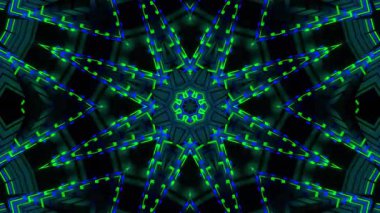 Psychedelic Kaleidoscope Burst Symmetric kaleidoscope shapes bursting and morphing with vibrant colors on beatfriendly loops