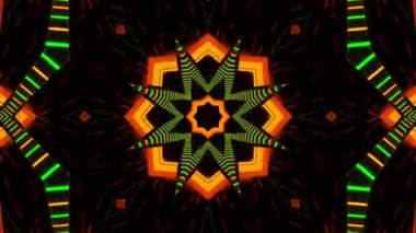 Psikedelik Kaleydoskop Patlaması simetrik kaleydoskop şekilleri patlıyor ve canlı renklerle beatendly döngülerde şekil değiştiriyor