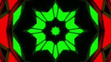 Psikedelik Kaleydoskop Patlaması simetrik kaleydoskop şekilleri patlıyor ve canlı renklerle beatendly döngülerde şekil değiştiriyor