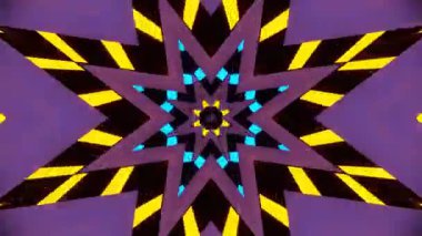 Psikedelik Kaleydoskop Patlaması simetrik kaleydoskop şekilleri patlıyor ve canlı renklerle beatendly döngülerde şekil değiştiriyor