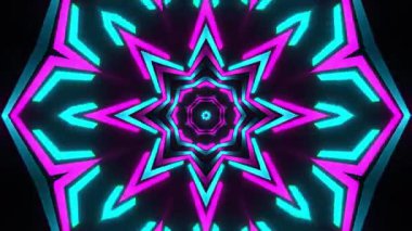 Psikedelik Kaleydoskop Patlaması simetrik kaleydoskop şekilleri patlıyor ve canlı renklerle beatendly döngülerde şekil değiştiriyor