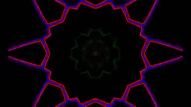 Psikedelik Kaleydoskop Patlaması simetrik kaleydoskop şekilleri patlıyor ve canlı renklerle beatendly döngülerde şekil değiştiriyor