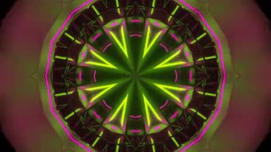 Psikedelik Kaleydoskop Patlaması simetrik kaleydoskop şekilleri patlıyor ve canlı renklerle beatendly döngülerde şekil değiştiriyor