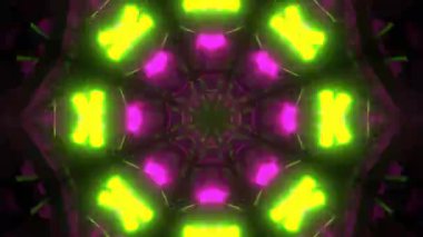 Psikedelik Kaleydoskop Patlaması simetrik kaleydoskop şekilleri patlıyor ve canlı renklerle beatendly döngülerde şekil değiştiriyor
