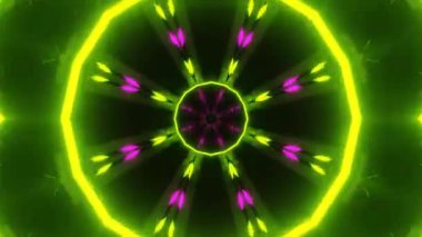Psikedelik Kaleydoskop Patlaması simetrik kaleydoskop şekilleri patlıyor ve canlı renklerle beatendly döngülerde şekil değiştiriyor