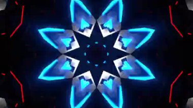Psikedelik Kaleydoskop Patlaması simetrik kaleydoskop şekilleri patlıyor ve canlı renklerle beatendly döngülerde şekil değiştiriyor