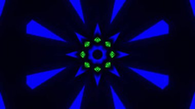 Psikedelik Kaleydoskop Patlaması simetrik kaleydoskop şekilleri patlıyor ve canlı renklerle beatendly döngülerde şekil değiştiriyor