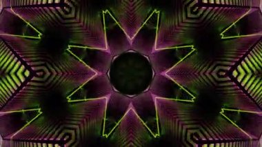 Psychedelic Kaleidoscope Burst Symmetric kaleidoscope shapes bursting and morphing with vibrant colors on beatfriendly loops