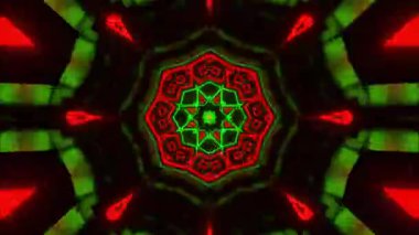 Psikedelik Kaleydoskop Patlaması simetrik kaleydoskop şekilleri patlıyor ve canlı renklerle beatendly döngülerde şekil değiştiriyor
