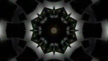 Psikedelik Kaleydoskop Patlaması simetrik kaleydoskop şekilleri patlıyor ve canlı renklerle beatendly döngülerde şekil değiştiriyor