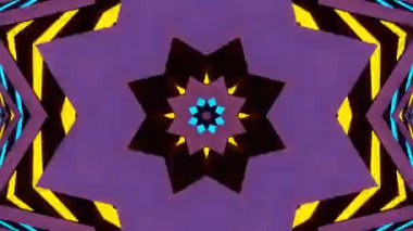 Psikedelik Kaleydoskop Patlaması simetrik kaleydoskop şekilleri patlıyor ve canlı renklerle beatendly döngülerde şekil değiştiriyor