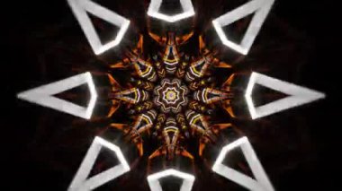 Psikedelik Kaleydoskop Patlaması simetrik kaleydoskop şekilleri patlıyor ve canlı renklerle beatendly döngülerde şekil değiştiriyor