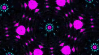 Psikedelik Kaleydoskop Patlaması simetrik kaleydoskop şekilleri patlıyor ve canlı renklerle beatendly döngülerde şekil değiştiriyor