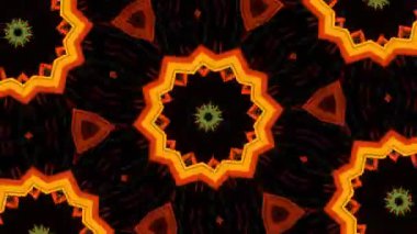 Psikedelik Kaleydoskop Patlaması simetrik kaleydoskop şekilleri patlıyor ve canlı renklerle beatendly döngülerde şekil değiştiriyor