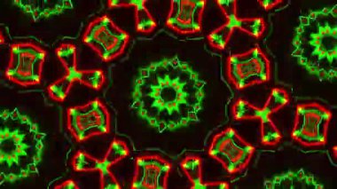 Psikedelik Kaleydoskop Patlaması simetrik kaleydoskop şekilleri patlıyor ve canlı renklerle beatendly döngülerde şekil değiştiriyor