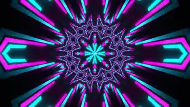 Psikedelik Kaleydoskop Patlaması simetrik kaleydoskop şekilleri patlıyor ve canlı renklerle beatendly döngülerde şekil değiştiriyor