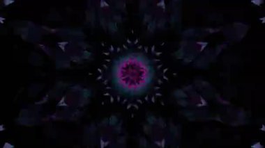 Psikedelik Kaleydoskop Patlaması simetrik kaleydoskop şekilleri patlıyor ve canlı renklerle beatendly döngülerde şekil değiştiriyor