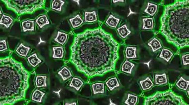Psikedelik Kaleydoskop Patlaması simetrik kaleydoskop şekilleri patlıyor ve canlı renklerle beatendly döngülerde şekil değiştiriyor