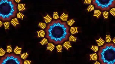 Psikedelik Kaleydoskop Patlaması simetrik kaleydoskop şekilleri patlıyor ve canlı renklerle beatendly döngülerde şekil değiştiriyor