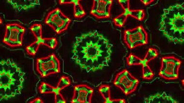 Psikedelik Kaleydoskop Patlaması simetrik kaleydoskop şekilleri patlıyor ve canlı renklerle beatendly döngülerde şekil değiştiriyor