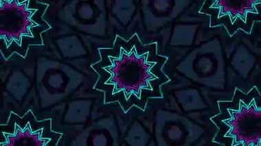 Psikedelik Kaleydoskop Patlaması simetrik kaleydoskop şekilleri patlıyor ve canlı renklerle beatendly döngülerde şekil değiştiriyor