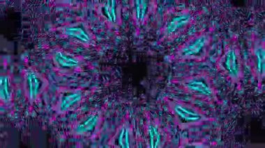 Psikedelik Kaleydoskop Patlaması simetrik kaleydoskop şekilleri patlıyor ve canlı renklerle beatendly döngülerde şekil değiştiriyor