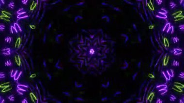 Psikedelik Kaleydoskop Patlaması simetrik kaleydoskop şekilleri patlıyor ve canlı renklerle beatendly döngülerde şekil değiştiriyor