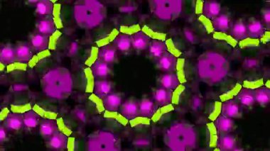 Psikedelik Kaleydoskop Patlaması simetrik kaleydoskop şekilleri patlıyor ve canlı renklerle beatendly döngülerde şekil değiştiriyor