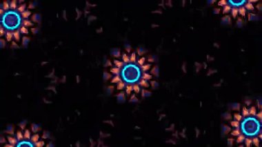 Psikedelik Kaleydoskop Patlaması simetrik kaleydoskop şekilleri patlıyor ve canlı renklerle beatendly döngülerde şekil değiştiriyor