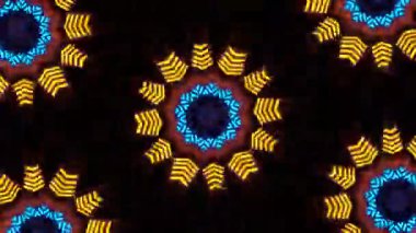 Psikedelik Kaleydoskop Patlaması simetrik kaleydoskop şekilleri patlıyor ve canlı renklerle beatendly döngülerde şekil değiştiriyor