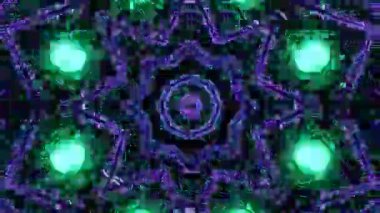 Psikedelik Kaleydoskop Patlaması simetrik kaleydoskop şekilleri patlıyor ve canlı renklerle beatendly döngülerde şekil değiştiriyor