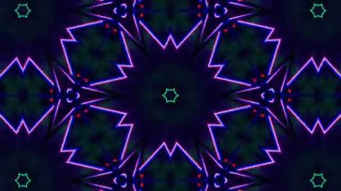 Psikedelik Kaleydoskop Patlaması simetrik kaleydoskop şekilleri patlıyor ve canlı renklerle beatendly döngülerde şekil değiştiriyor