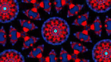 Psikedelik Kaleydoskop Patlaması simetrik kaleydoskop şekilleri patlıyor ve canlı renklerle beatendly döngülerde şekil değiştiriyor