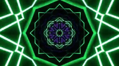 Psychedelic Kaleidoscope Burst Symmetric kaleidoscope shapes bursting and morphing with vibrant colors on beatfriendly loops